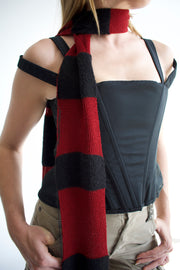 Striped Ribbed Knitted Scarf