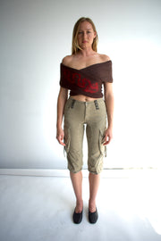 Sleeveless Dragon Wrap in Brown / Red