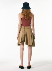 Asymmetric Pleated Skirt in Tan