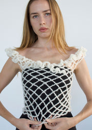 Off Shoulder Crochet Top in Off White