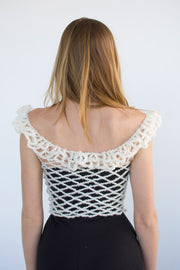 Off Shoulder Crochet Top in Off White