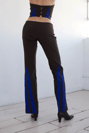 Spliced Pant in Chocolate / Blue