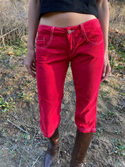 Vintage Oligo Tissew Low Rise Shorts in Red