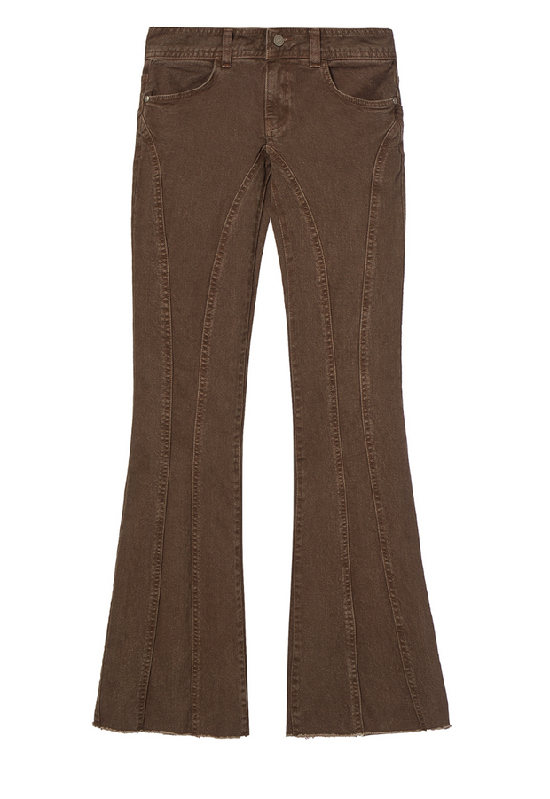 Panelled Bootcut Jeans in Brown