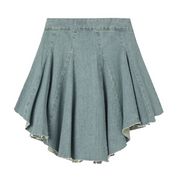 Asymmetric Pleated Skirt in Indigo Blue
