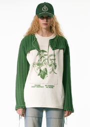 Drape String Bolero Knit Cardigan in Green