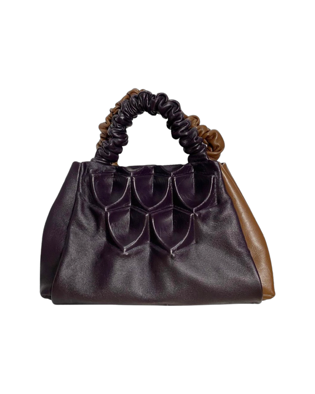 Structured bag in eggplant / brown