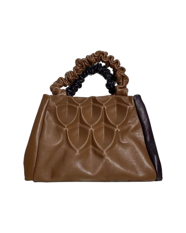 Structured bag in eggplant / brown